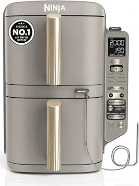 Ninja Double Stack XL 9.5L 2-Drawer Air Fryer, 6 Functions, Stone Gold | 4 cooking levels (2 Drawers and 2 Racks), Space Saving Design, Make up to 8 portions, 6 cooking Functions, SL451UKSD