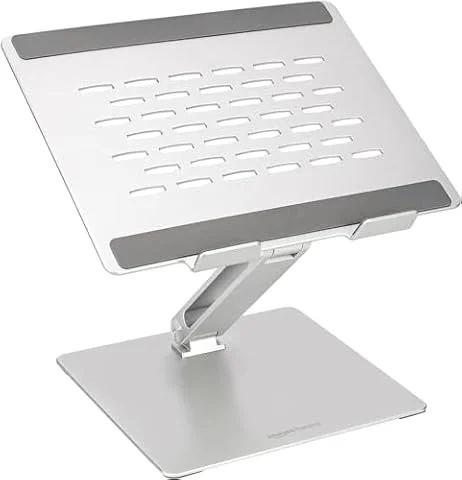 Amazon Basics Adjustable Laptop Stand for Desk, Multi-Angle, Silver