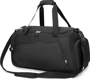 Waterproof Gym Bag Duffle Bag with Wet Pockets and Shoe Compartment,Durable Sports Holdall Bags Travel Bag for Women Man(Black,40L)