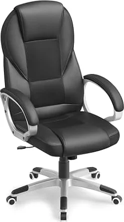 SONGMICS PU Leather Ergonomic Executive Chair, Swivel, Tilt, Ink Black