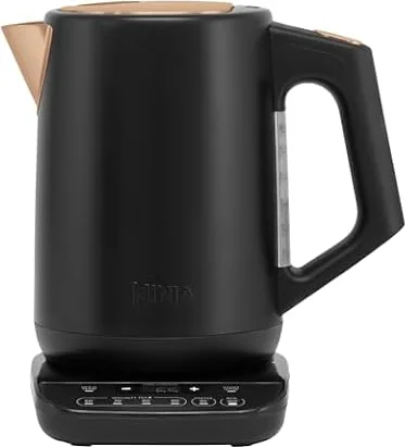 Ninja Perfect Temperature 1.7L Kettle, Rapid Boil, Black & Copper KT200UKCP | Temperature Control kettle with 6 preset temperatures for green tea, coffee and more. LED display & Temperature Hold mode.