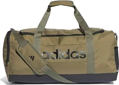adidas Unisex Essentials Linear Duffel Bag Duffel Bag, Olive strata/Black, M