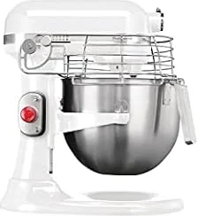 KitchenAid Professional 325 W Stand Mixer 5KSM7990XBWH, White, Capacity: 6.9 Litre, 10 Speed, Planetary Mixing Action - Includes Stainless Steel Whisk, Flat Beater, Dough Hook & Wire Guard, CB575