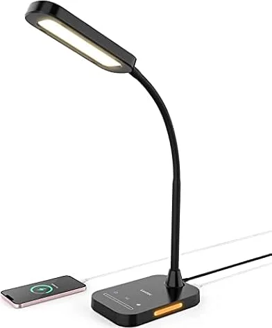 Lastar LED Desk Lamp, 12W Dimmable Table Lamp with USB Charging Port, 7 Brightness Levels, 5 Color Temperatures, Touch Control, Timer, Night Light, Memory Function Desk Light for Study