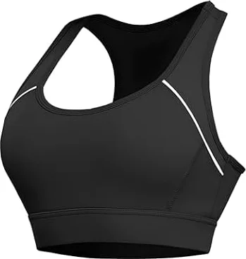 Paeceioni Sports Bras Women High Impact, Seamless Racer Back Padded Support Comfort Bra, Adjustable Running Bra Women High Impact, Ladies Sports Bras for Yoga Gym Workout Fitness Black(L)