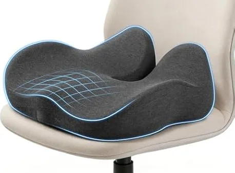 Wuly4ever Office Chair Cushion - Large & Thick Supportive Ergonomic Coccyx Seat Cushion for Long Sitting, Memory Foam Seat Cushion, Pressure Relief for Office Chair, Desk Chair & Home, Dark Grey