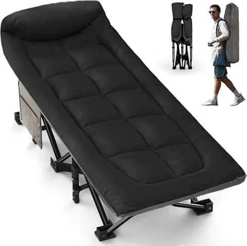 OVERMONT 28" Extra Wide Padded Folding Camping Beds for Adults