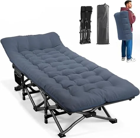ATORPOK SHOP Camp Beds for Adults, Folding Camping Cot with Cushion