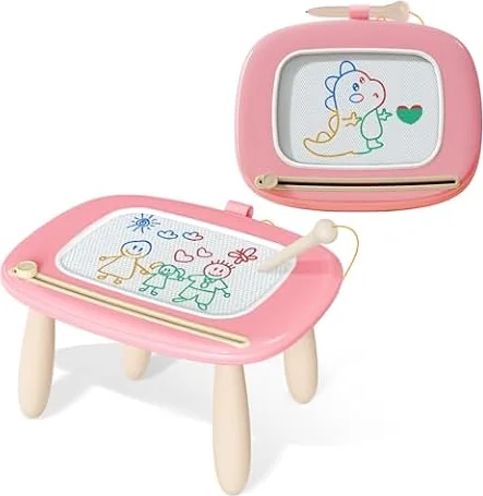 Kikidex Magnetic Drawing Board, Toddler Girl Toys for 1-2 Year Old, Doodle Board Pad Learning and Educational Toys for 1 2 3 Year Old Kids Birthday Gift (Pink)