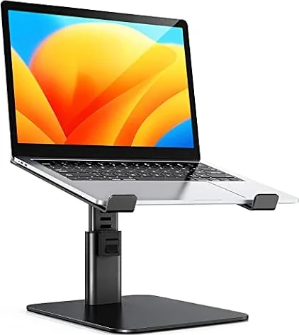 Babacom Laptop Stand for Desk, 8 Adjustable Height Aluminum Laptop Riser | Ergonomic Computer Stand Sit to Stands Desktop Book Tables Compatible with MacBook, Air, Pro and More 10-16" Notebooks