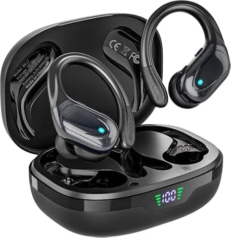 HAOYUYAN Wireless Earbuds, Sports Bluetooth Headphones, 80Hrs Playtime Ear Buds with LED Power Display, Noise Canceling Headset, IPX7 Waterproof Earphones for Workout/Running
