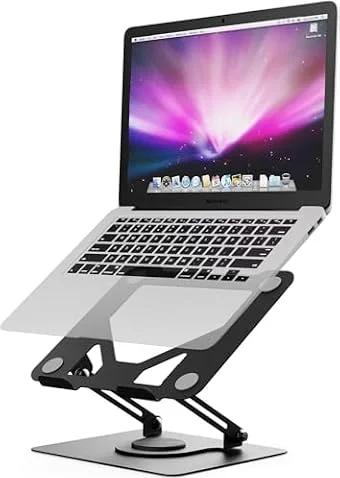 GRIFEMA Laptop Stand for Desk, 360 Swivel Adjustable Height Laptop Stand | Portable Foldable Laptop Holder, Ventilated Ergonomic Laptop Riser for MacBook Air/Pro, Dell, and 11-16" Laptops, Black