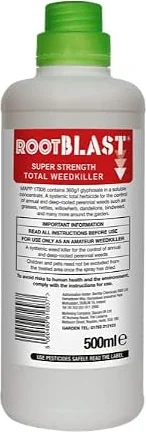 Rootblast | Super Strength Concentrated Total Weed Killer - Super Strength Glyphosate for Effective Weed Control - Kills Weeds down to the their roots (1 x 500ml), Packaging May Vary