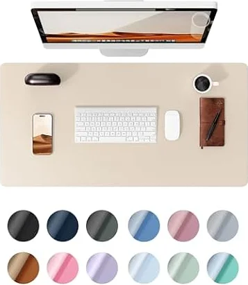 YSAGi Leather Desk Mat, Large Mouse Mat, 60 x 35 cm, Beige