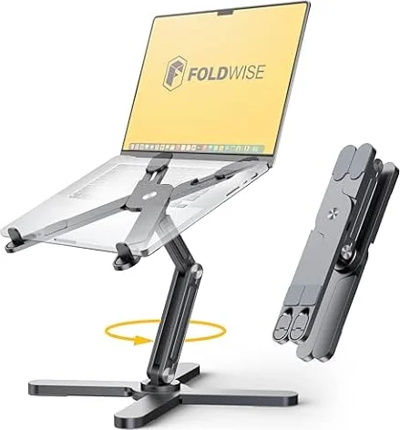 FoldWise X Premium Laptop Stand for Desk, 100% Aluminium with 360° Rotation