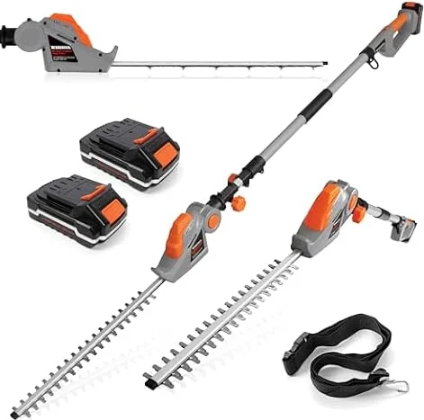 Terratek 20V Cordless Hedge Trimmer Pole Long Reach X2 Batteries & Charger