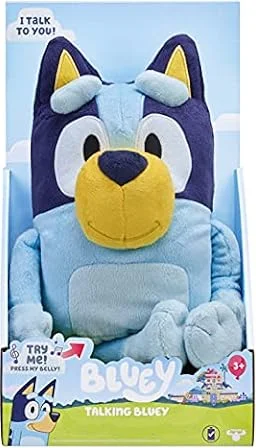 Bluey Talking Plush Toy, 13 Inch Interactive Soft Toy with Sounds, Blue