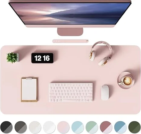 MOLMO Leather Desk Mat, Mouse Pad & Laptop Mat Pink 60x35 cm