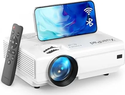 XuanPad 25000L Mini Natural White Projector, 2026 Upgraded Portable Video Home Projector, WiFi 6 Bluetooth 5.2, Full HD 1080P, 200" Outdoor Home Cinema, HDMI USB for TV Stick, Laptop, iPhone & Android