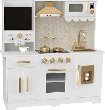 12"l x 35"w x 37"h Kids Play Kitchen with Smooth Rounded Edges, White