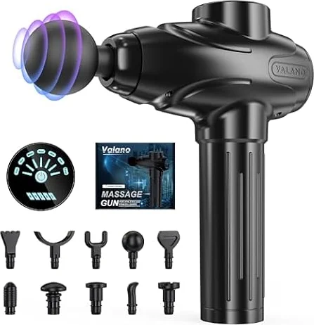 Massage Gun Deep Tissue - Portable Percussion Massager with LCD Touch Screen & Quiet Motor, 10 Heads for Athletes Recovery, Muscle Relaxation & Back Pain