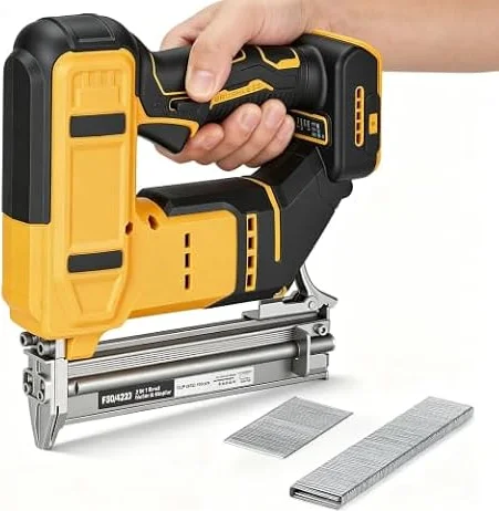 Cordless Brad Nailer Compatible with Dewalt 18V 20V Battery,Brushless Motor | Cordless Nail Gun Staple Gun, 18GA Battery Stapler Nailer with 1000 Nails & Staples for Home Improvement Woodworking