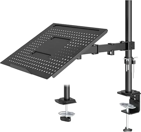 Redbat Laptop Arm for Notebooks up to 17 inch, Height Adjustable Desk Mount, Supports Monitors 13-32 inch up to 8kg, VESA 75/100, Full-Motion, Swivel, Tilt, 2 Mounting Options