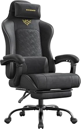 SONGMICS Gaming Chair, Ergonomic Office Chair with Footrest