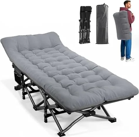 ATORPOK SHOP Camp Beds for Adults, Folding Camping Cot with Cushion