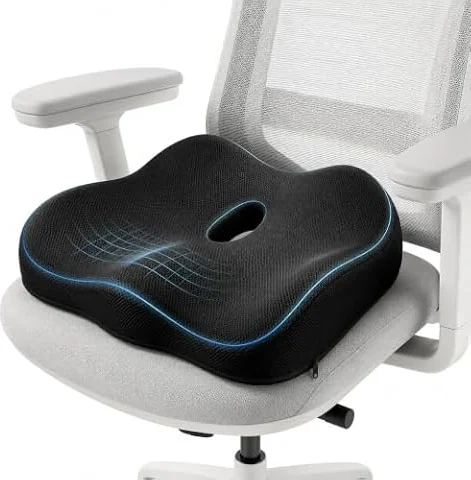 WABCEI Comfort Memory Foam Seat Cushions Reduce to Tailbone Pressure,Black