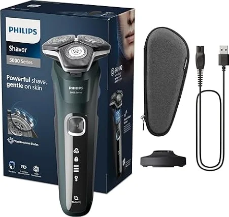 Philips Shaver Series 5000 - Wet & Dry Electric Men's Shaver, Electric Razor for Men with Charging Stand and Travel Case (Model S5884/35)