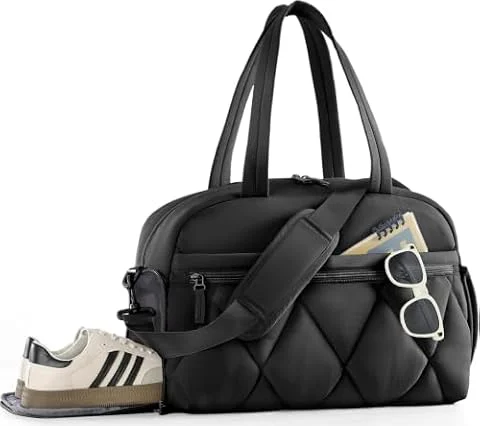 Gym Bag for Women, 25L Duffel Travel Bag, Weekender Overnight, Wet Pocket