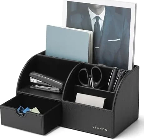 VLANDO Desk Organiser, Desk Tidy with Drawer for Office and Home Study