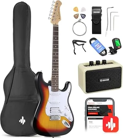 Donner Electric Guitar 39 Inch Beginner Kit HSS Sunburst
