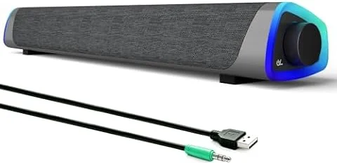 SOULION R30 PC Speakers, Colorful LED Lights with Switch Button,Gray