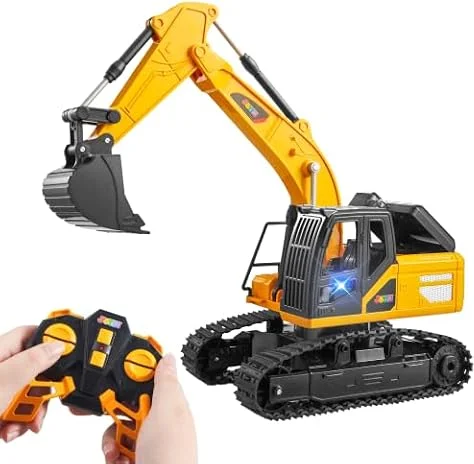 JOYIN Boys Toys for 3-8 Years Old, RC Digger Kids Toys, Construction Toys | RC Excavator Toy with Lights, Ideal Gifts for Boys 3 4 5 6 7 8-12 Years Old, Boys Toys for Chirstmas, 2.4Ghz RC Digger Toys