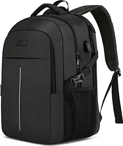 Extra Large Backpack for Men 50L,Water Resistant 17Inch Travel Laptop Work bag with USB Charging Port Anti Theft Big Business TSA Approved Computer Rucksack Women College School,Black