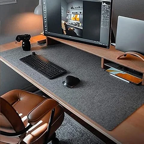 DAWNTREES Felt Desk Mat, 100 x 40 cm, 3mm, Dark Grey