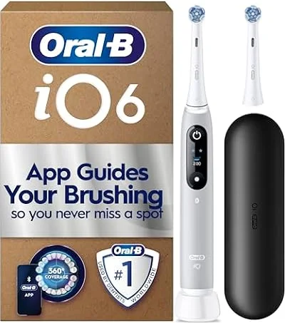 Oral-B iO6 Electric Toothbrush, Grey, with Travel Case and Spare Head