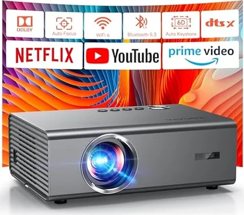 4K Smart Projector for Bedroom | 1500 ANSI, Compatible with Netflix & Dobly Audio | KOGATA AI Auto Focus, 6D Keystone, 100%–50% Zoom, WiFi 6 & Bluetooth 5.4 | Outdoor & Indoor Home Cinema Projectors