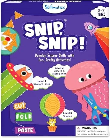 Skillmatics Snip Snip, Scissor Skills, Felt Craft Activity, Christmas Gift | Cutting Activity Book, Safety Scissors, Fine Motor Skills, Stocking Stuffer, Screen-Free, Learning Toy, Ages 3, 4, 5, 6
