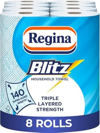 Regina Blitz, 8 Rolls of Household Towel, 3-Ply
