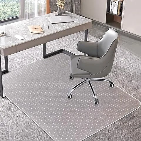 BesWin Office Chair Mat for Carpet, 90 x 120 cm Transparent Plastic Carpet Protector for Low Pile Carpets, 2.2mm Thick Non-Slip Desk Chair Mat for Carpeted Floors, Easy Glide and Flat Without Curling