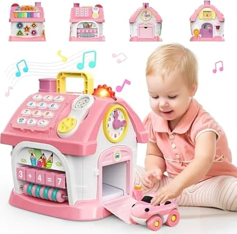 Toddler Toys for 1 2 Year Old Girls: Montessori Educational Toy for 1 Year Old, 6 in 1 Multi-Functional Activity House Baby Toys Easter Gifts For Kids, Birthday Gifts for 1 2 Year Old Girls Kids