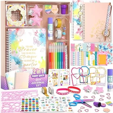 Journal Kit for Teenage Girl Gift, Girl Diary Scrapbook Kit Age 8+ (2 Pack)