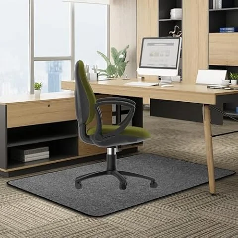 K KERNOWO Office Chair Mat for Carpeted & Hardwood Floor, 120x90cm Carpet Protector Chair Mat for Home Office Rolling Chair Easy Glide Heavy Duty Folding Mat (Dark Grey)