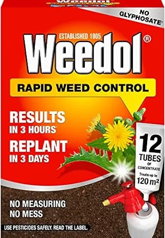 Weedol Rapid Concentrate Tubes, 12 Pack | Pre measured doses for non selective garden clearance mixed with water in a suitable sprayer