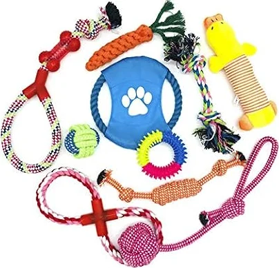 Wefine Puppy Chew Toys - 100% Natural Cotton Rope for Small & Medium Dogs (10 PCS)
