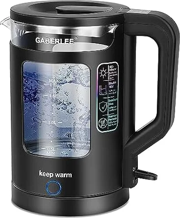 GABERLEE Electric Kettle, 1.7L, 3000W Fast Boil Quiet Glass Tea Kettle