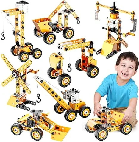 Toys for 5 6 7 8 9 10 Year Old Boys, STEM Construction Car Toys for 5-10 Year Old Boy Building Toys Gifts for 5-10 Year Old Boys Christmas Birthday Gifts for Boy and Girls Age 5 6 7 8 9 Digger Toys